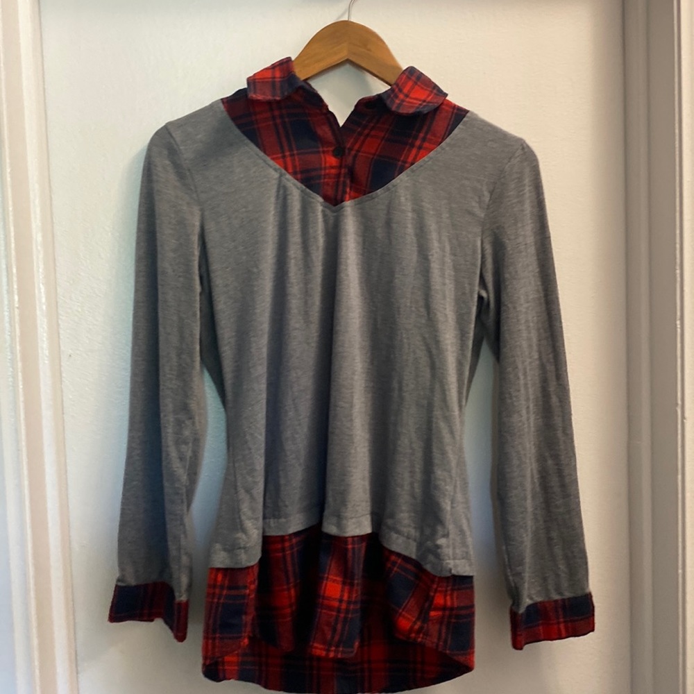 Collared jersey long sleeve shirt